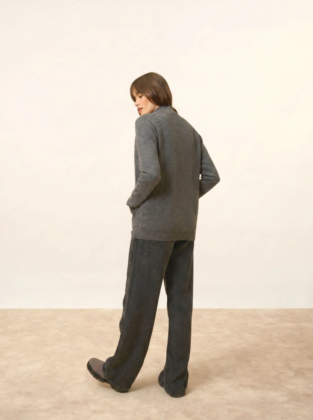 AYR Gilet Zippé Col Montant Anthracite Chiné