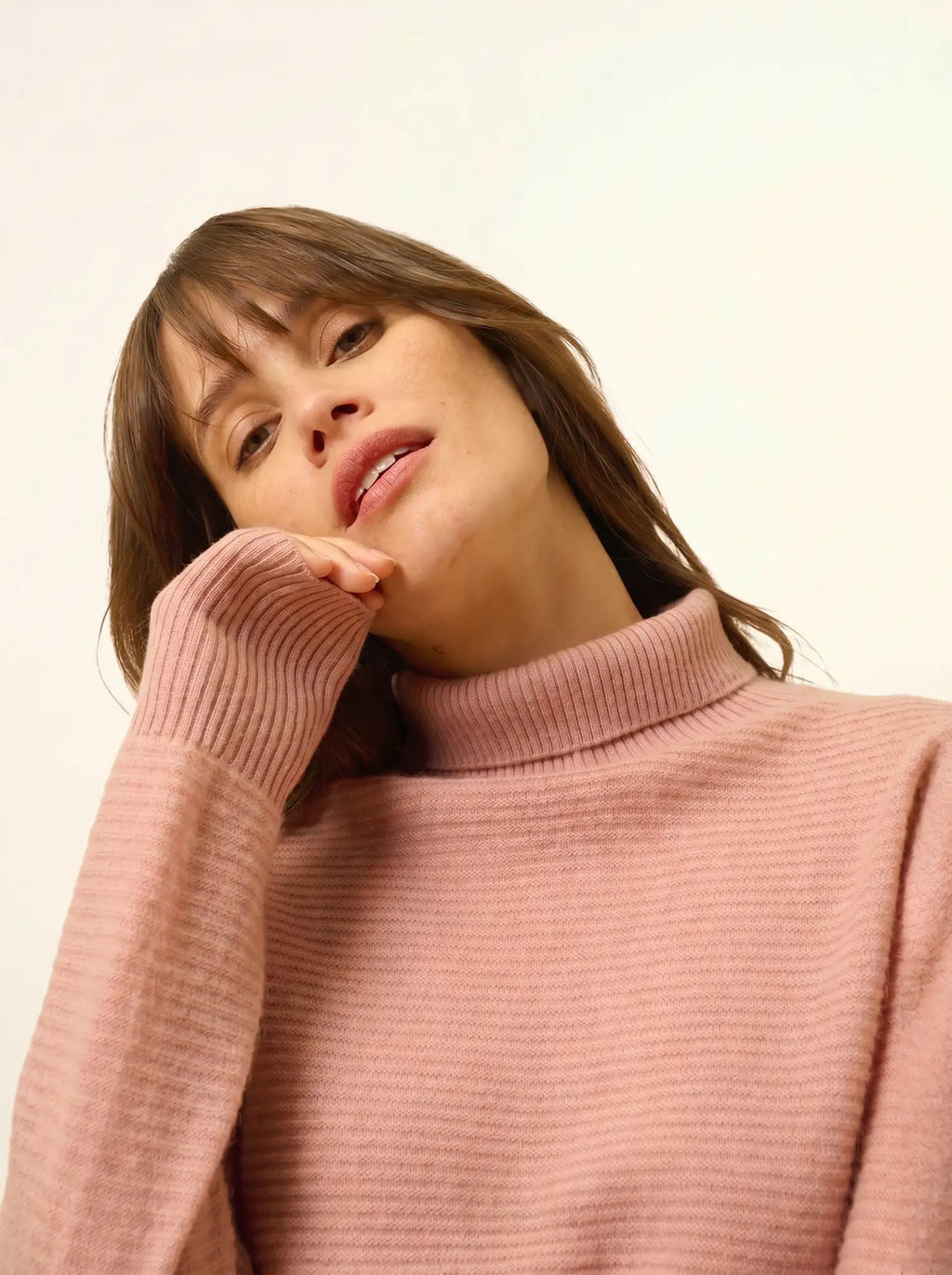 UDNY Pull Col Roulé Bois de Rose