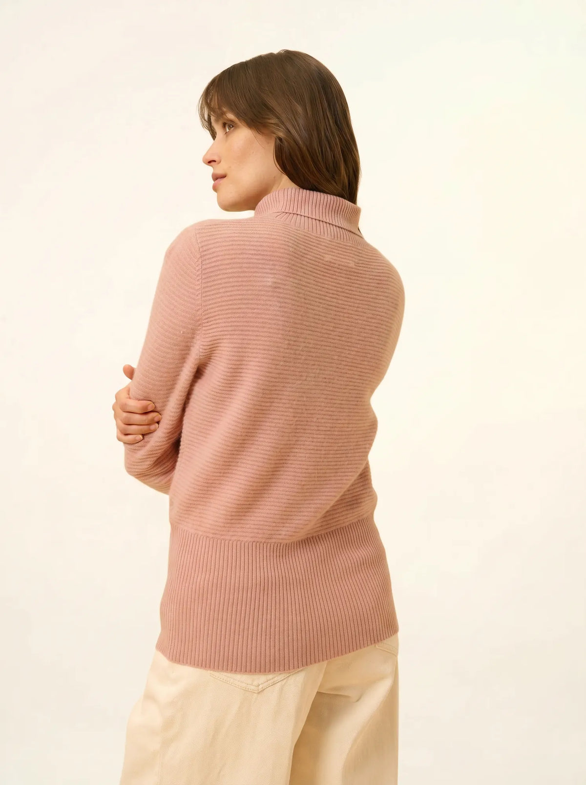 UDNY Pull Col Roulé Bois de Rose