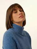 DUNDEE Pullover Rollkragen geknöpft Denimblau