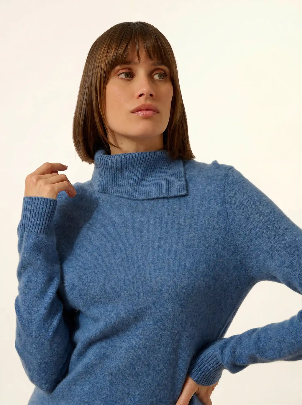 DUNDEE Pullover Rollkragen geknöpft Denimblau