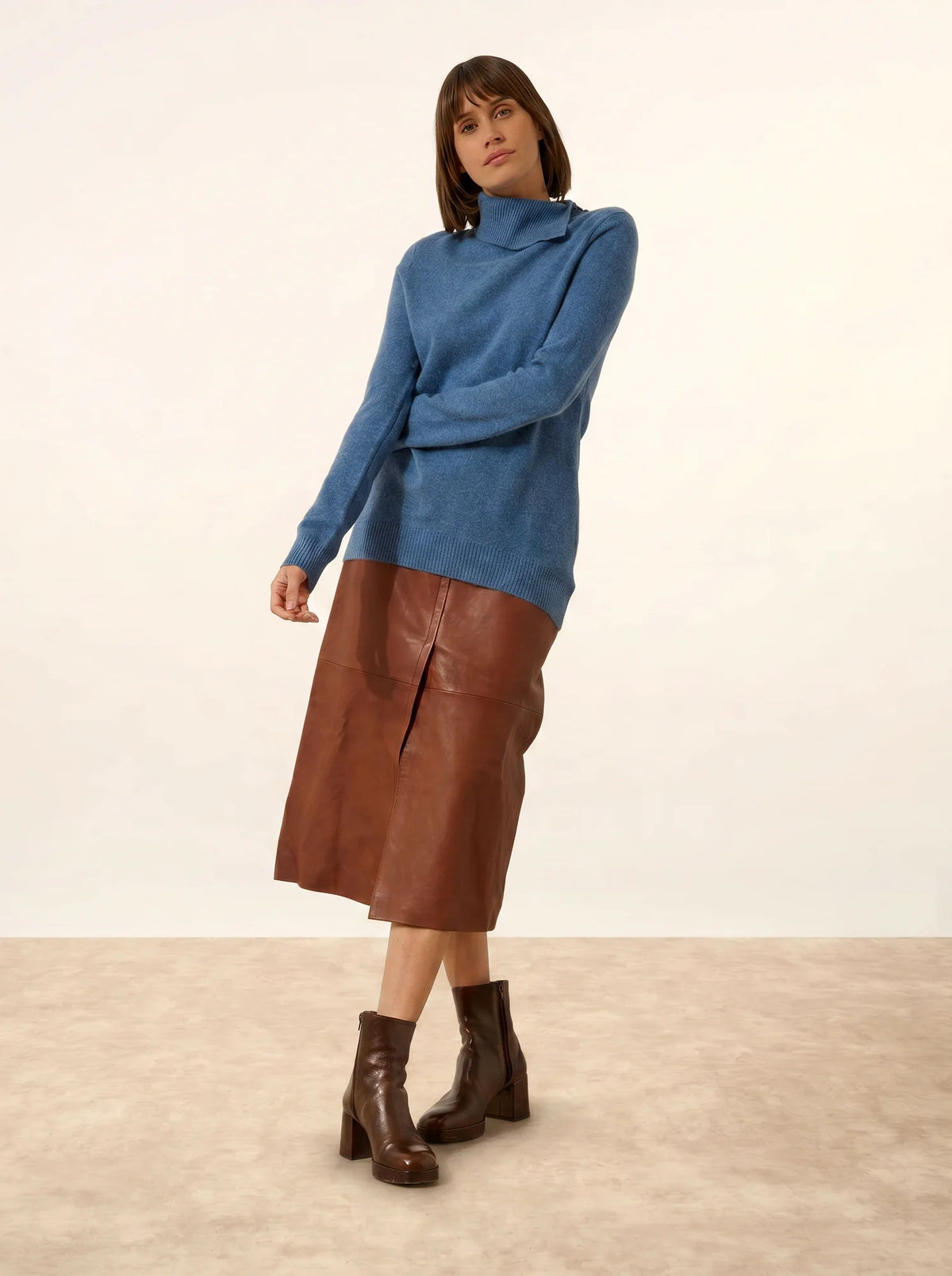 DUNDEE Pullover Rollkragen geknöpft Denimblau