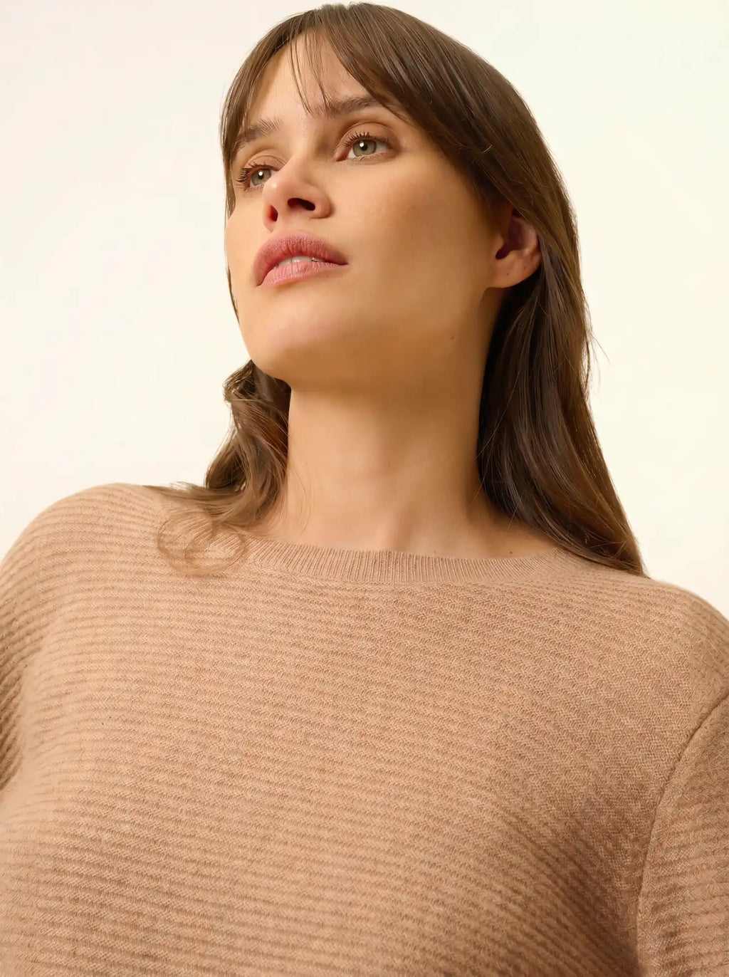 NETHY Pull Col Bateau Camel Chiné