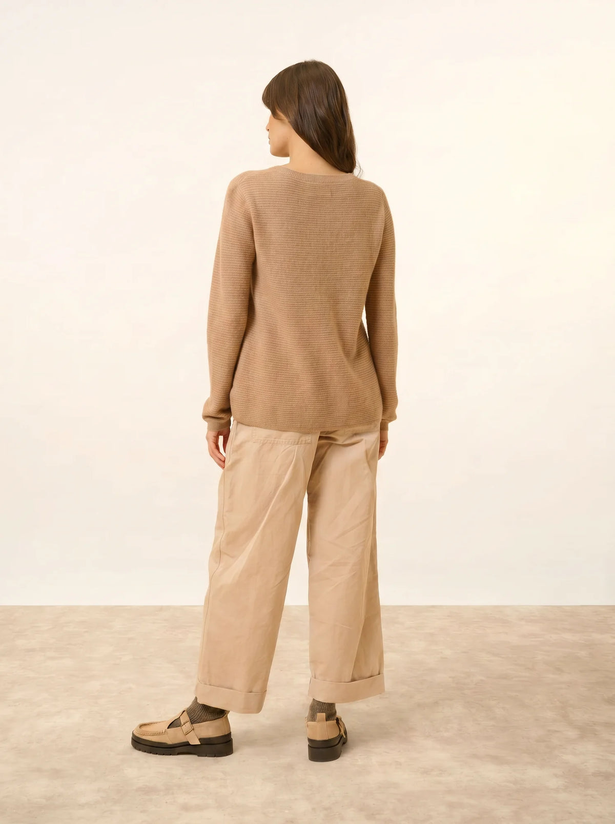 NETHY Pull Col Bateau Camel Chiné
