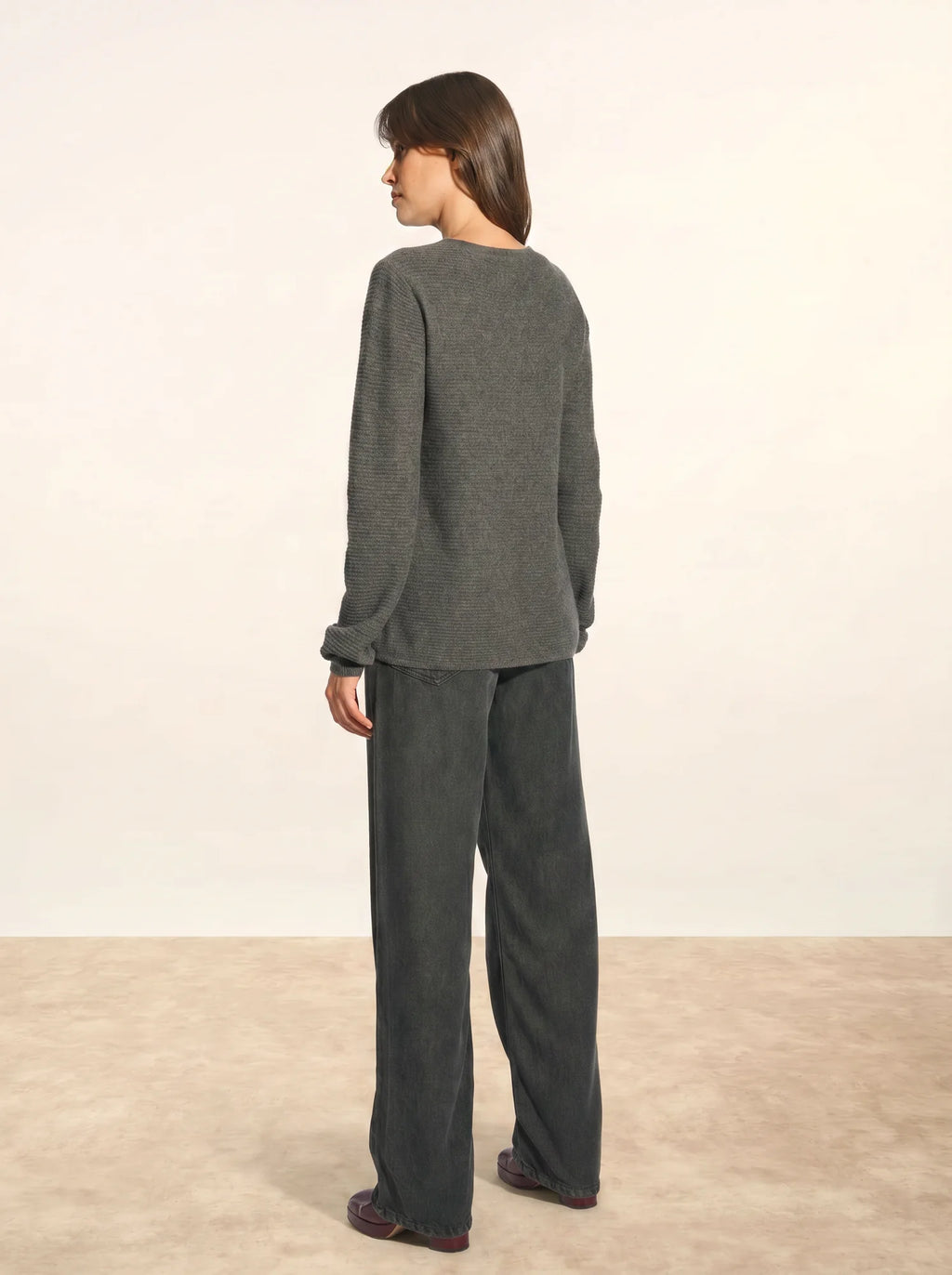 NETHY Pull Col Bateau Anthracite Chiné