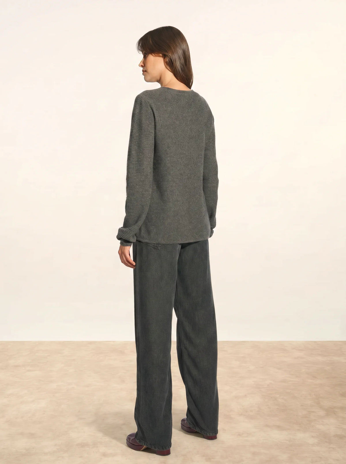 NETHY Pull Col Bateau Anthracite Chiné
