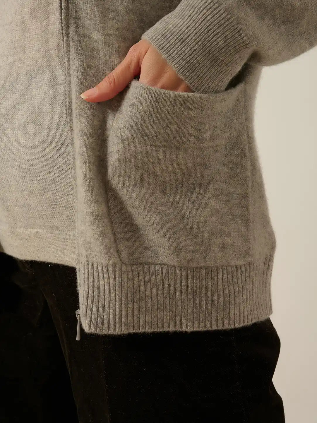 ERVIE Gilet Zippé Col Mao Nuage Chiné