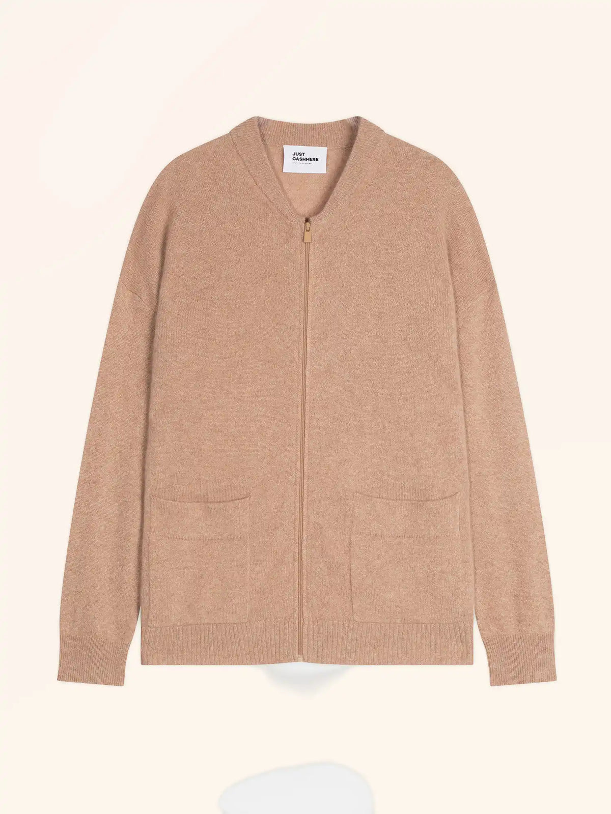 ERVIE Gilet Zippé Col Mao Camel Chiné
