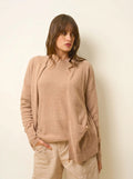 ERVIE Gilet Zippé Col Mao Camel Chiné