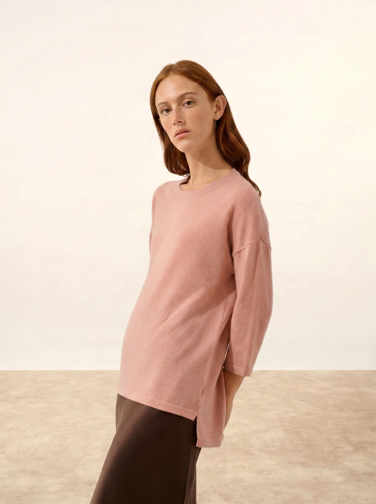 CLATTIE Pullover Rundhalsausschnitt Rosenholz