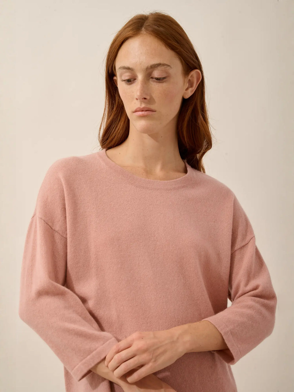 CLATTIE Pullover Rundhalsausschnitt Rosenholz