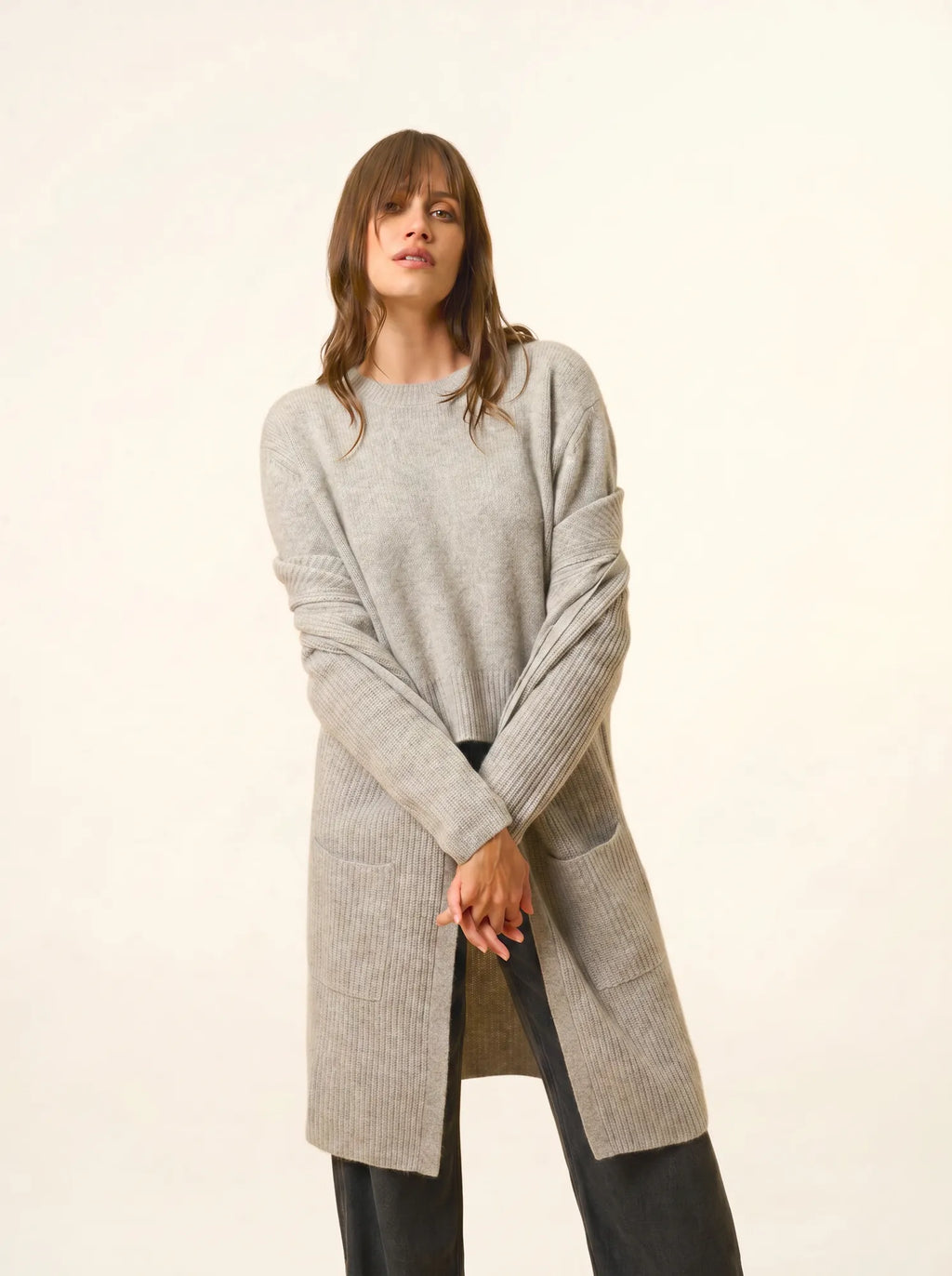 BRAEMAR Veste Longue Ouverte 4 Fils Nuage Chiné