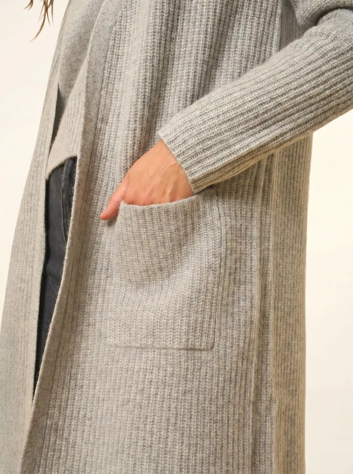 BRAEMAR Veste Longue Ouverte 4 Fils Nuage Chiné