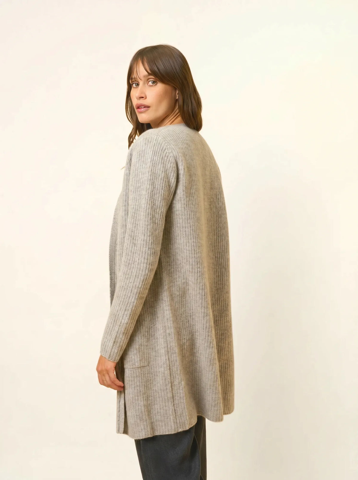 BRAEMAR Veste Longue Ouverte 4 Fils Nuage Chiné
