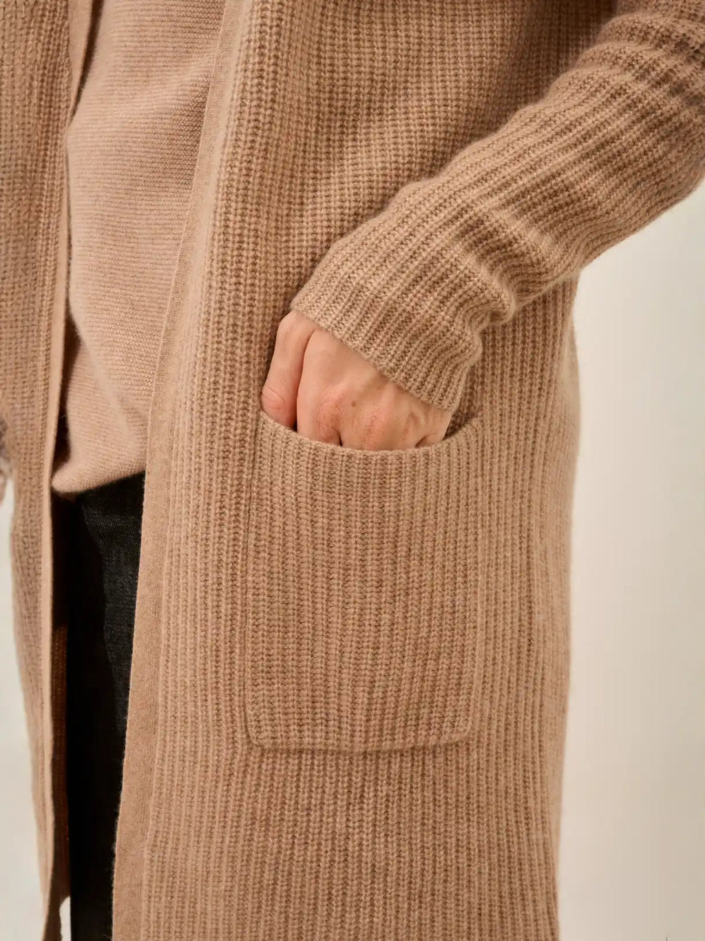 BRAEMAR Jacket Long Open 4 Ply Heather Camel