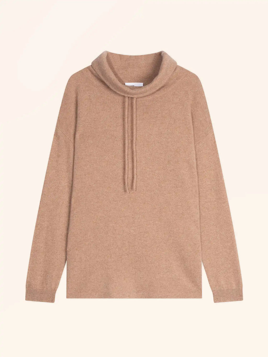 MELROSE Pull Col Montant Cordon Coulissant Fentes Côtés Camel Chiné