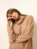 MELROSE Pull Col Montant Cordon Coulissant Fentes Côtés Camel Chiné