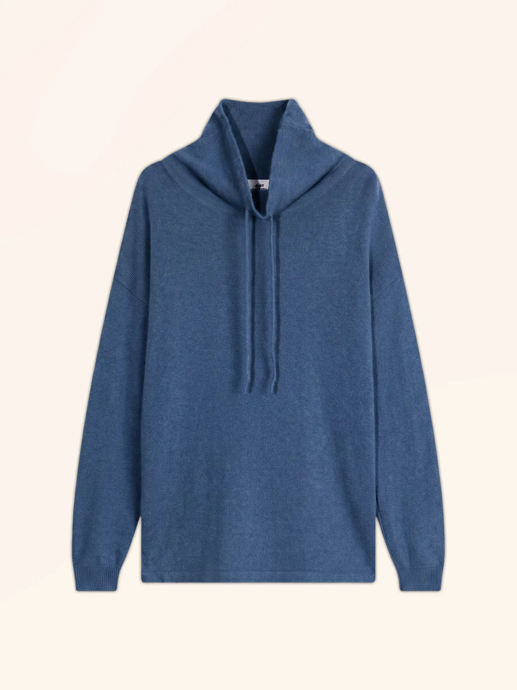 MELROSE Sweater Mock Neck Drawstring Side Slits Denim Blue