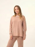 CLOLA Pull Col Rond Camel Chiné
