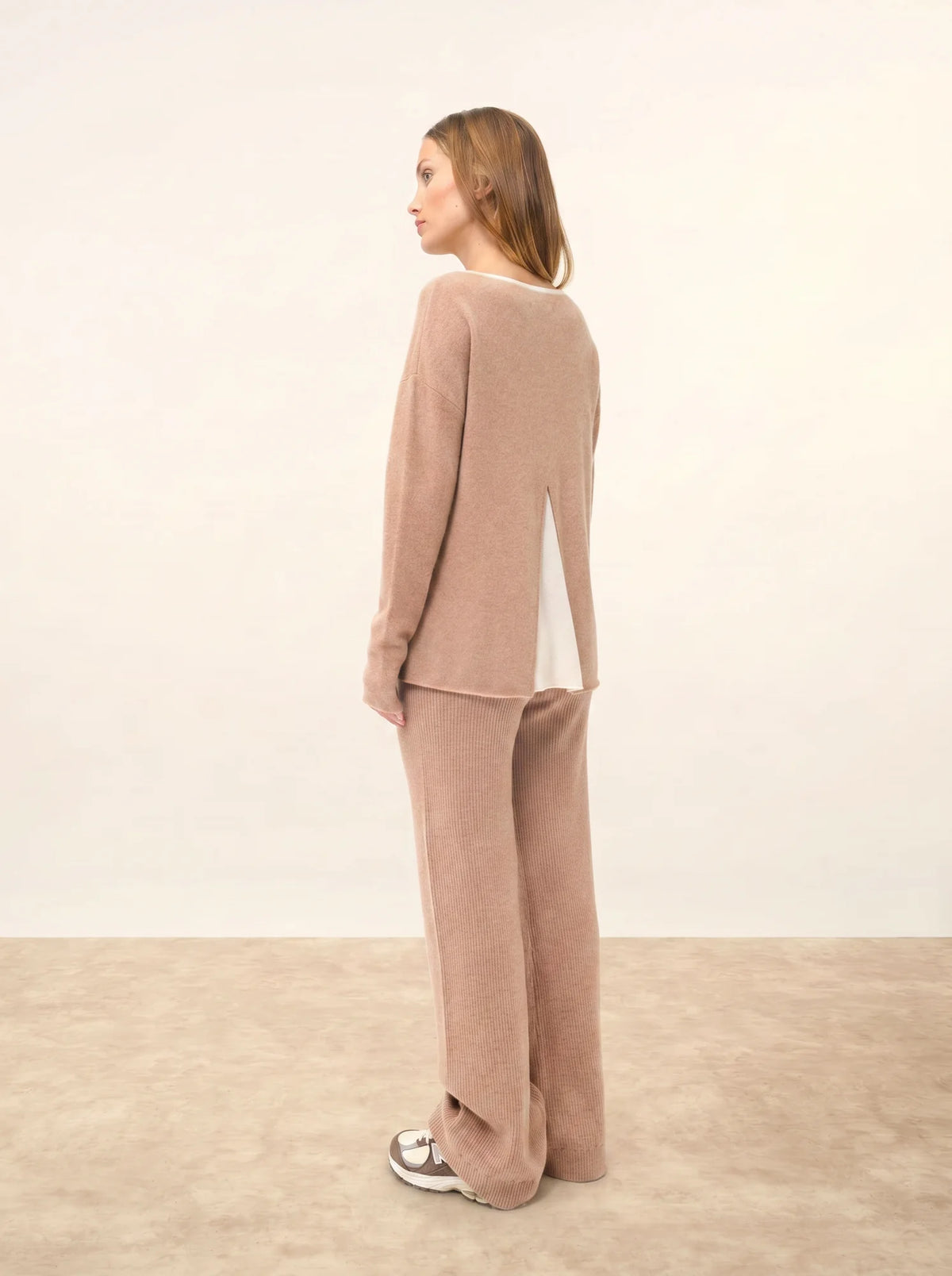 CLOLA Pull Col Rond Camel Chiné