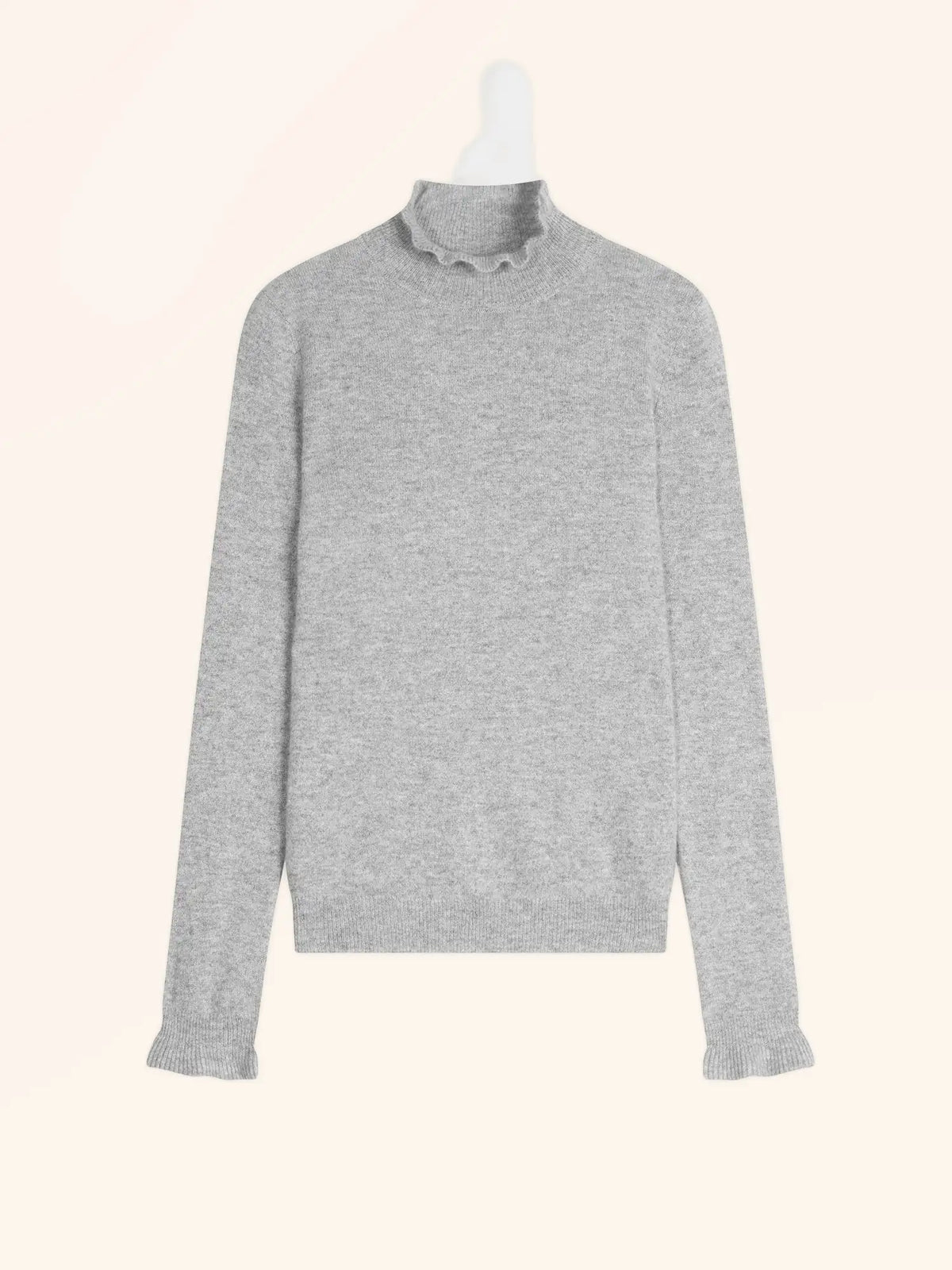 TRILA Pull Col Montant Volanté Nuage Chiné