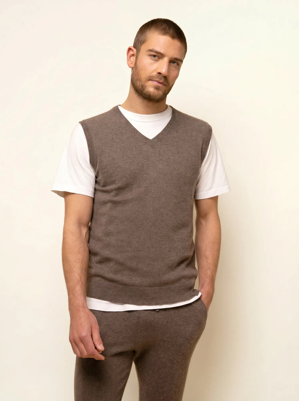 CORKI Top V-Ausschnitt Taupe meliert