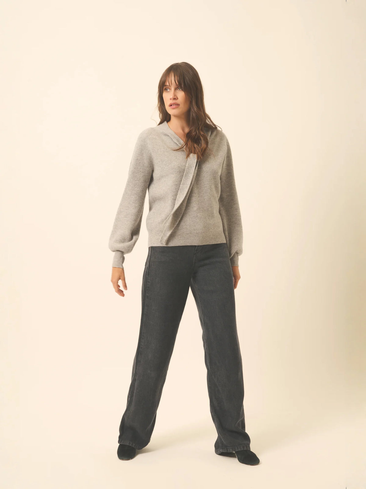 NOTY Pull Col Lavallière Nuage Chiné