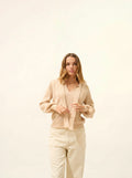 NOTY Pullover Schluppenkragen Sand
