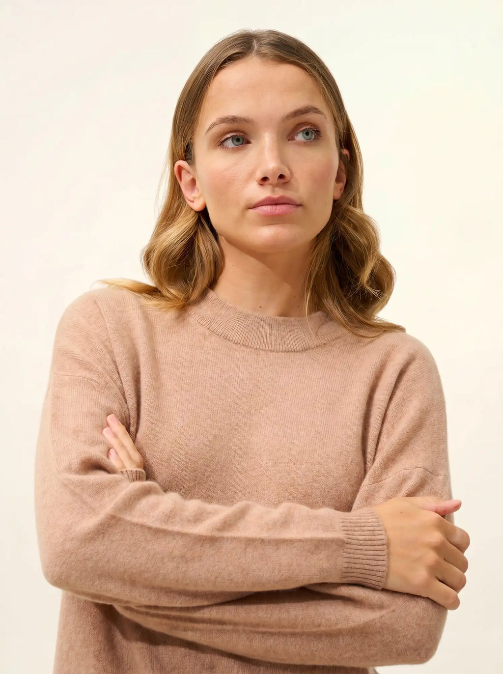 JOSPE Pull Col Rond Camel Chiné