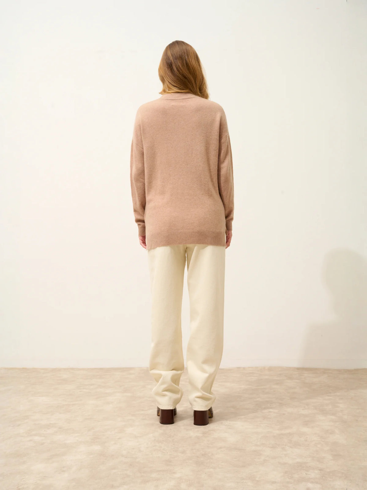 JOSPE Pull Col Rond Camel Chiné