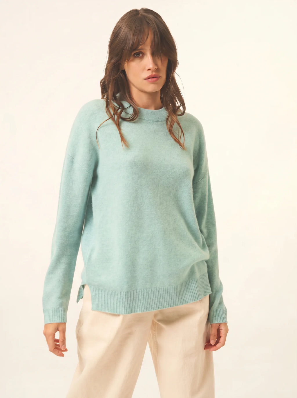 JOSPE Pull Col Rond Aqua Chiné