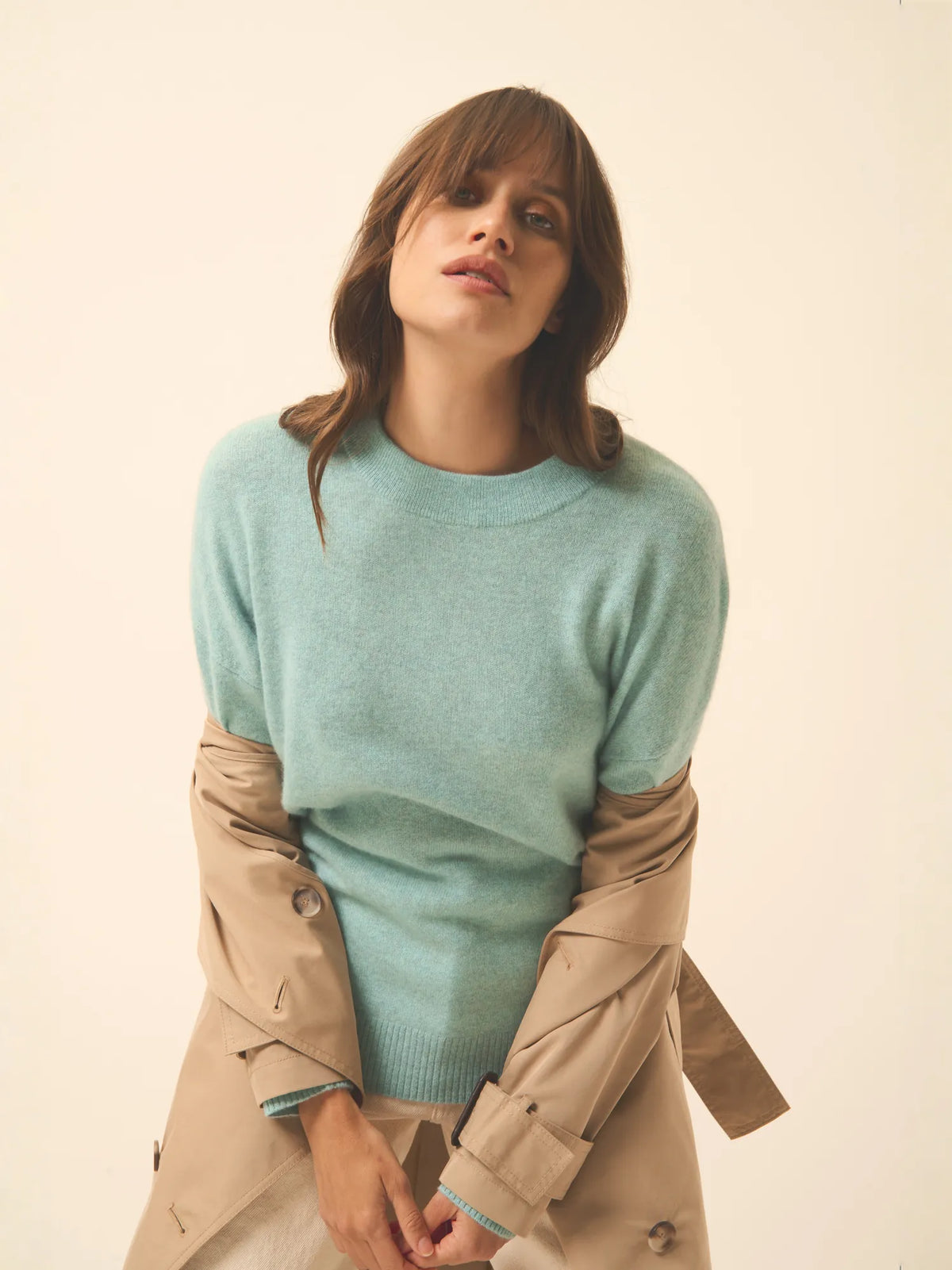 JOSPE Pull Col Rond Aqua Chiné