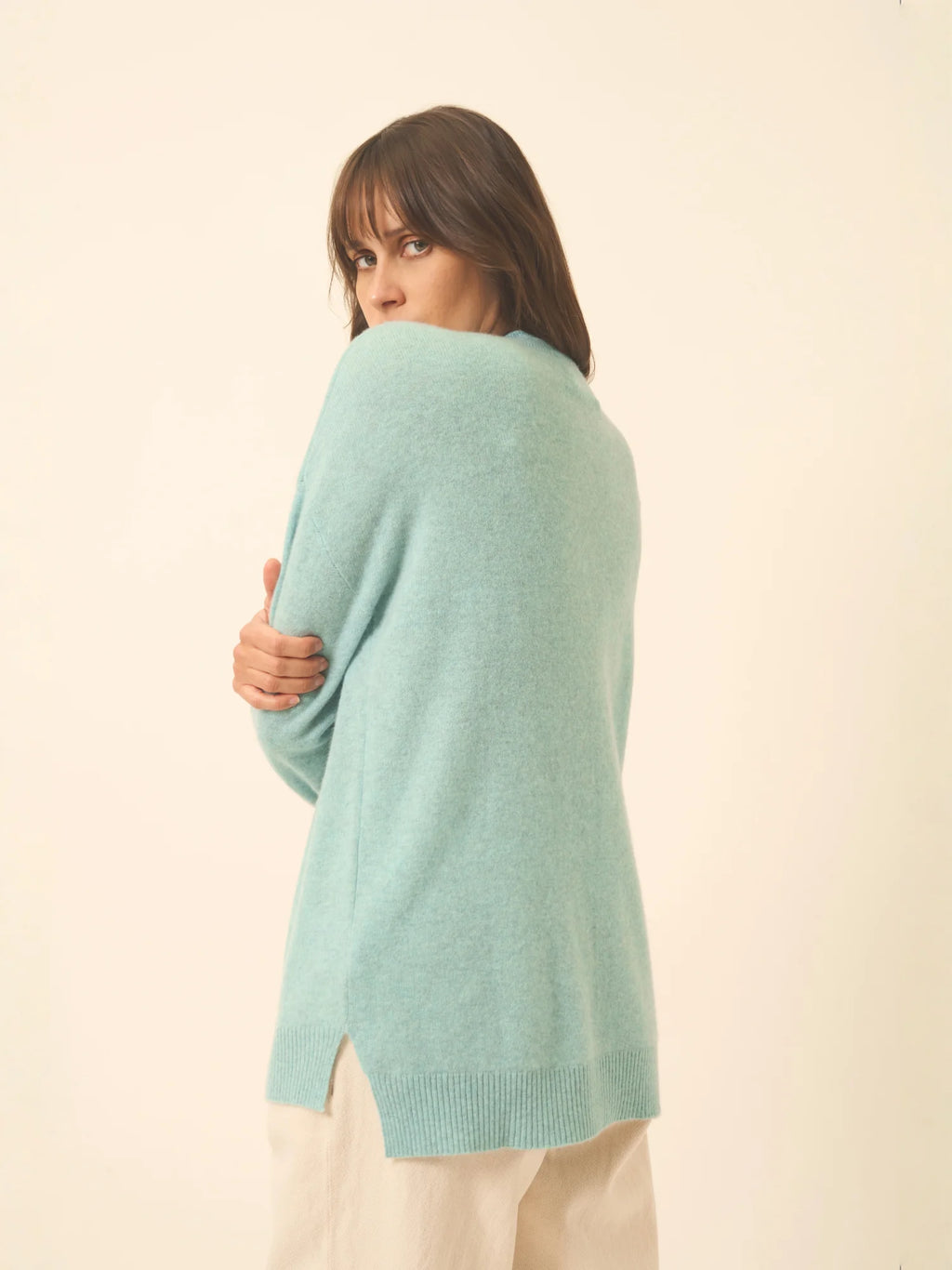JOSPE Pull Col Rond Aqua Chiné