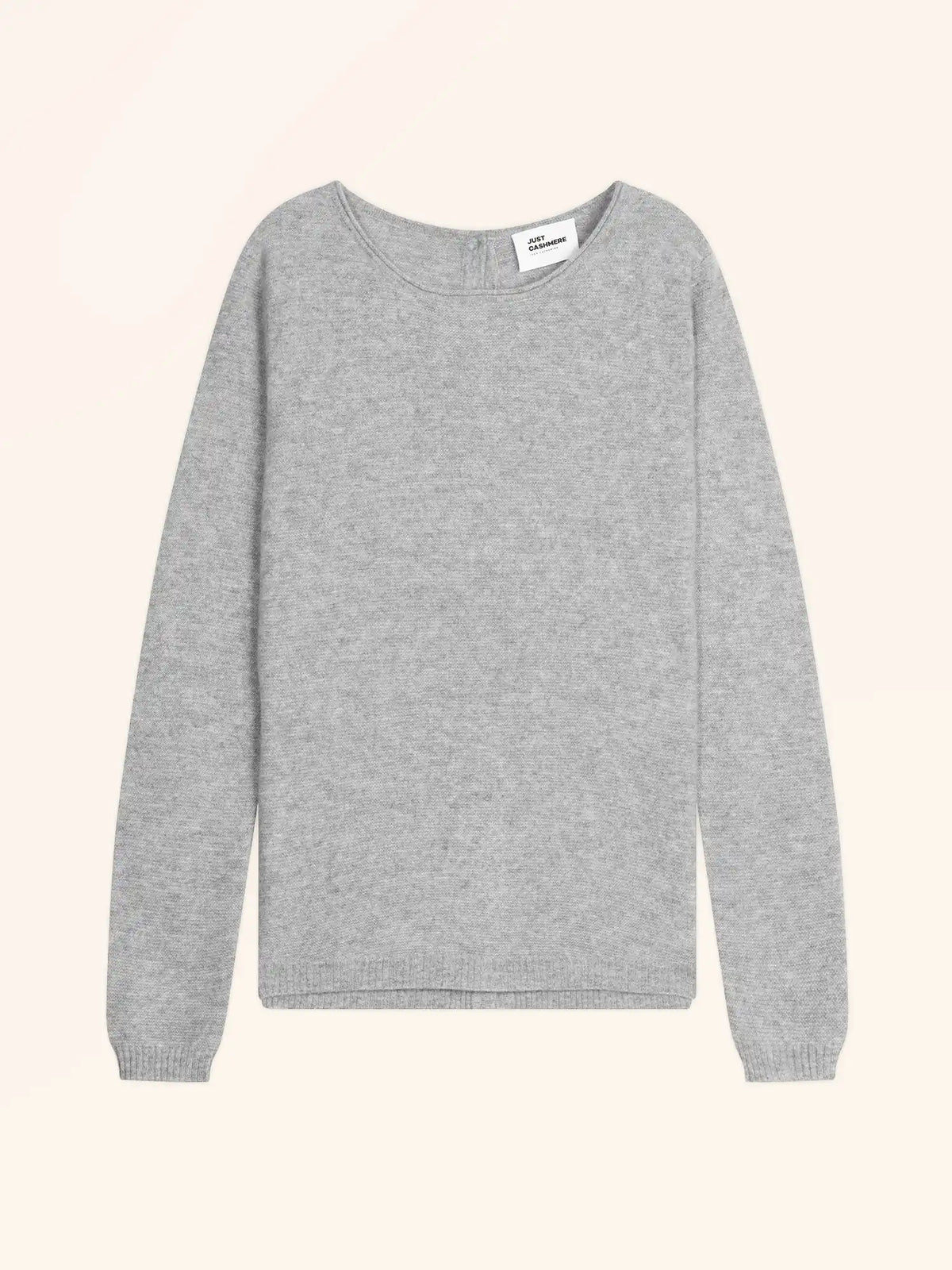 OLENA Sweater Crew Neck Buttoned Back Heather Cloud