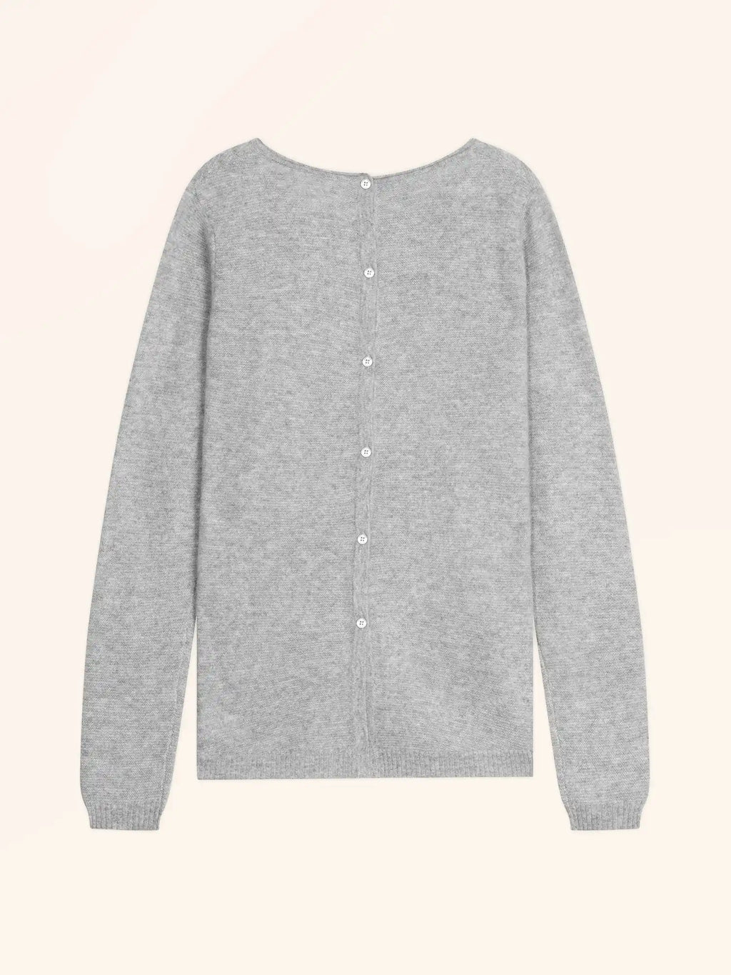 OLENA Sweater Crew Neck Buttoned Back Heather Cloud