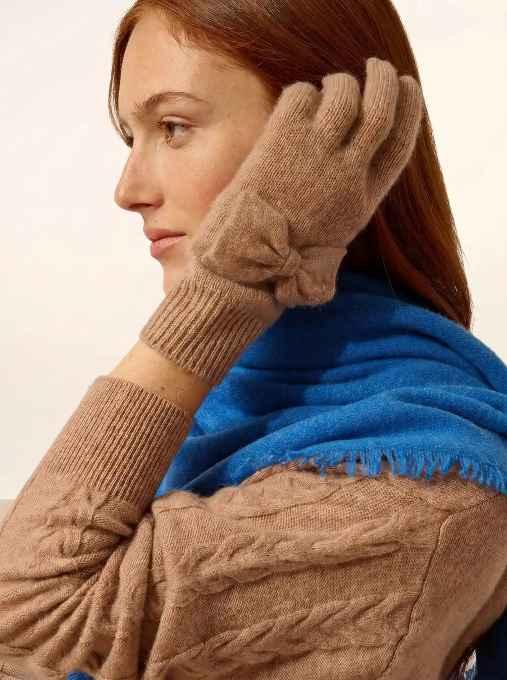 LUCY Gants 4 Fils Camel Chiné