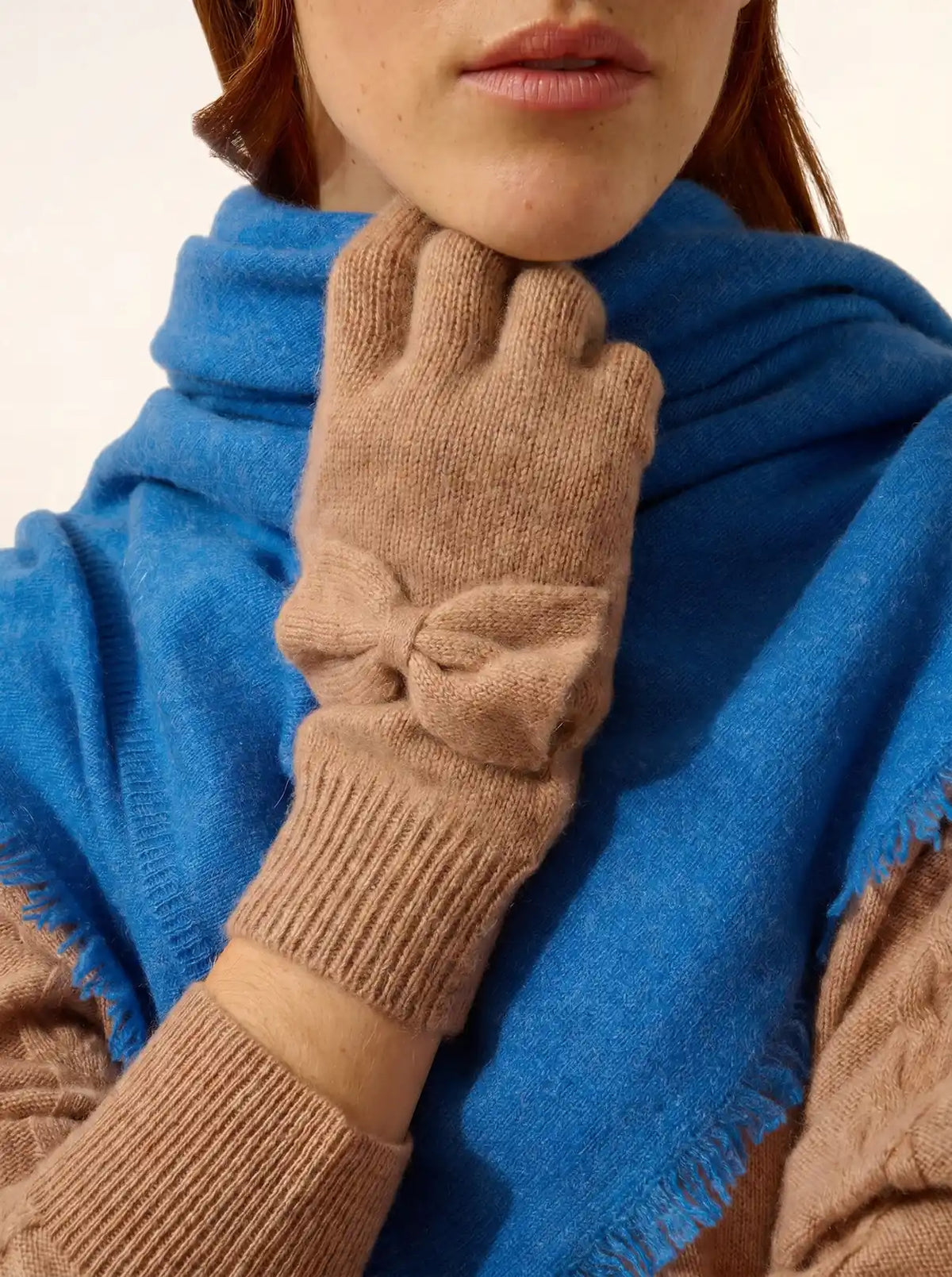 LUCY Gants 4 Fils Camel Chiné