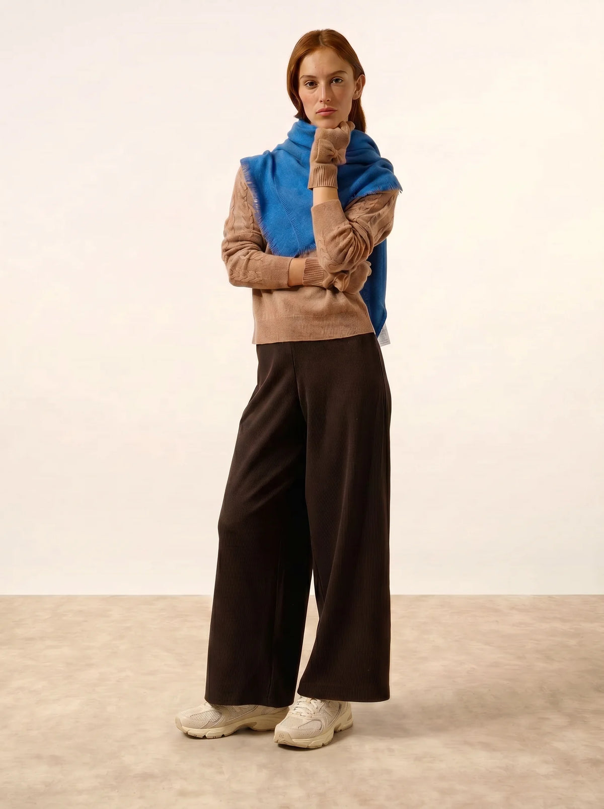 LUCY Gants 4 Fils Camel Chiné