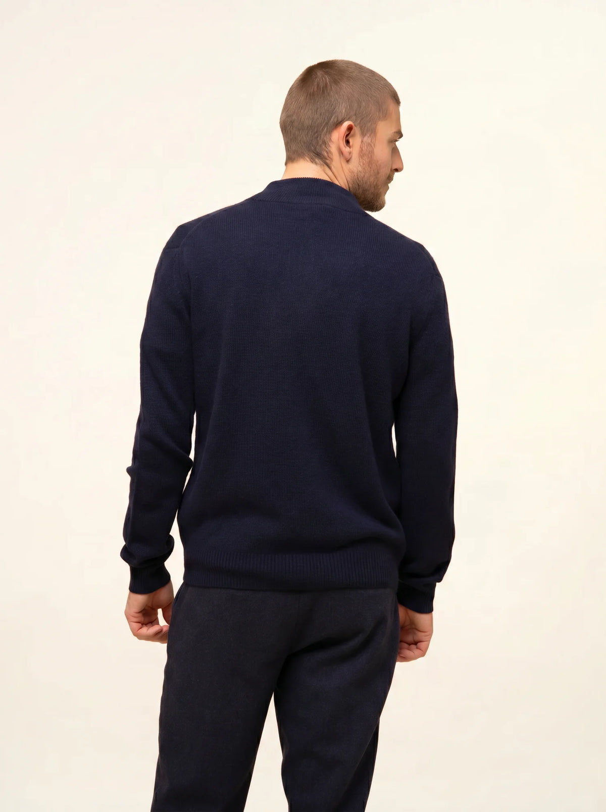 CHARLOTTE Gilet Zippé Col Camionneur 4 Fils Bleu Marine