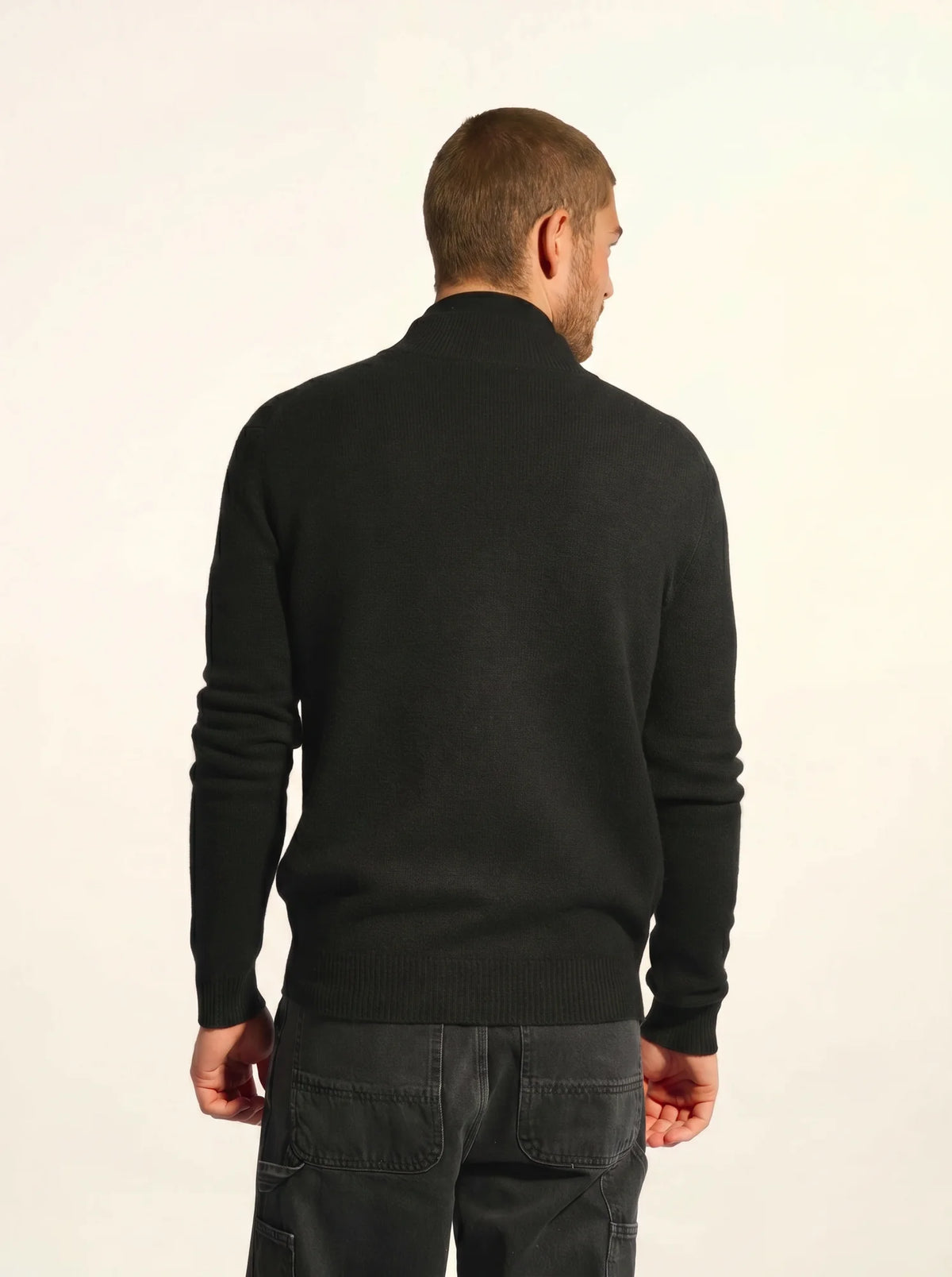 CHARLOTTE Gilet Zippé Col Camionneur 4 Fils Noir