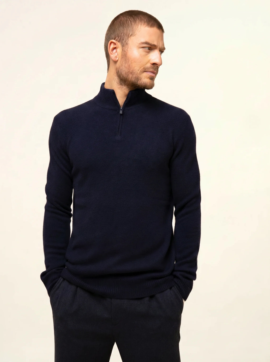 LEONIE Pull Camionneur 4 Fils Bleu Marine