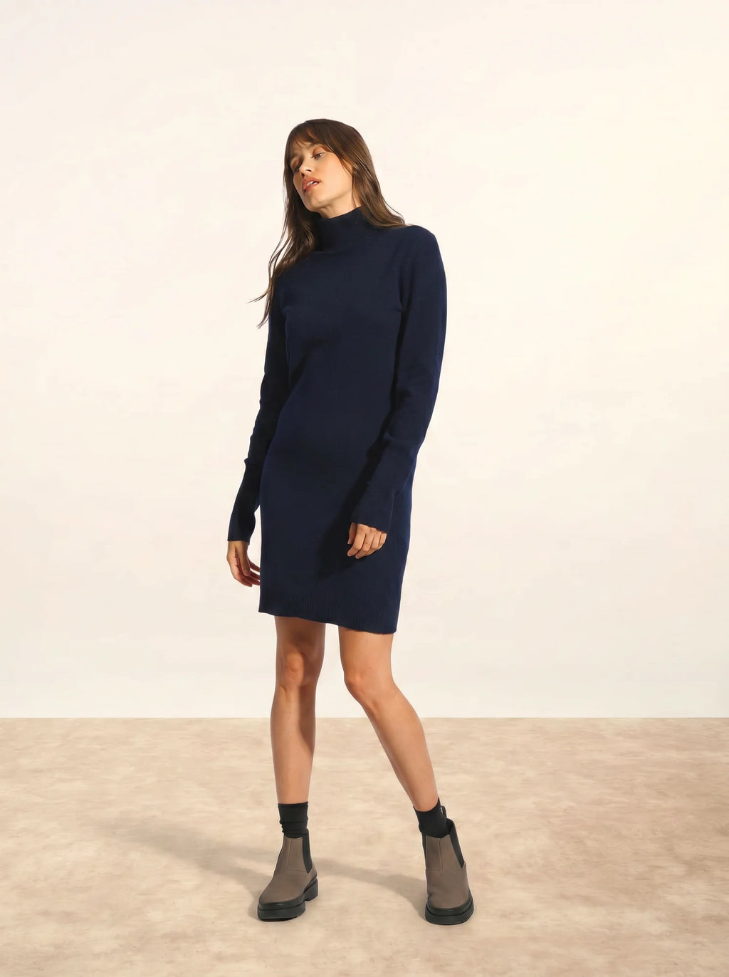 ZOELA Dress Turtleneck Navy