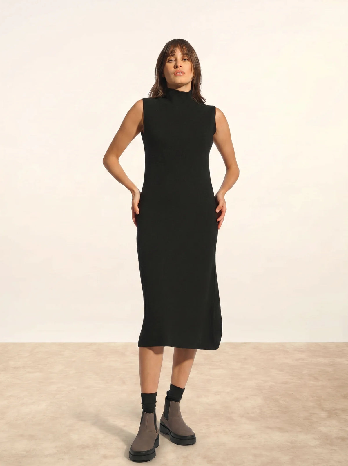 LOTTIE Dress Mock Neck Sleeveless Black