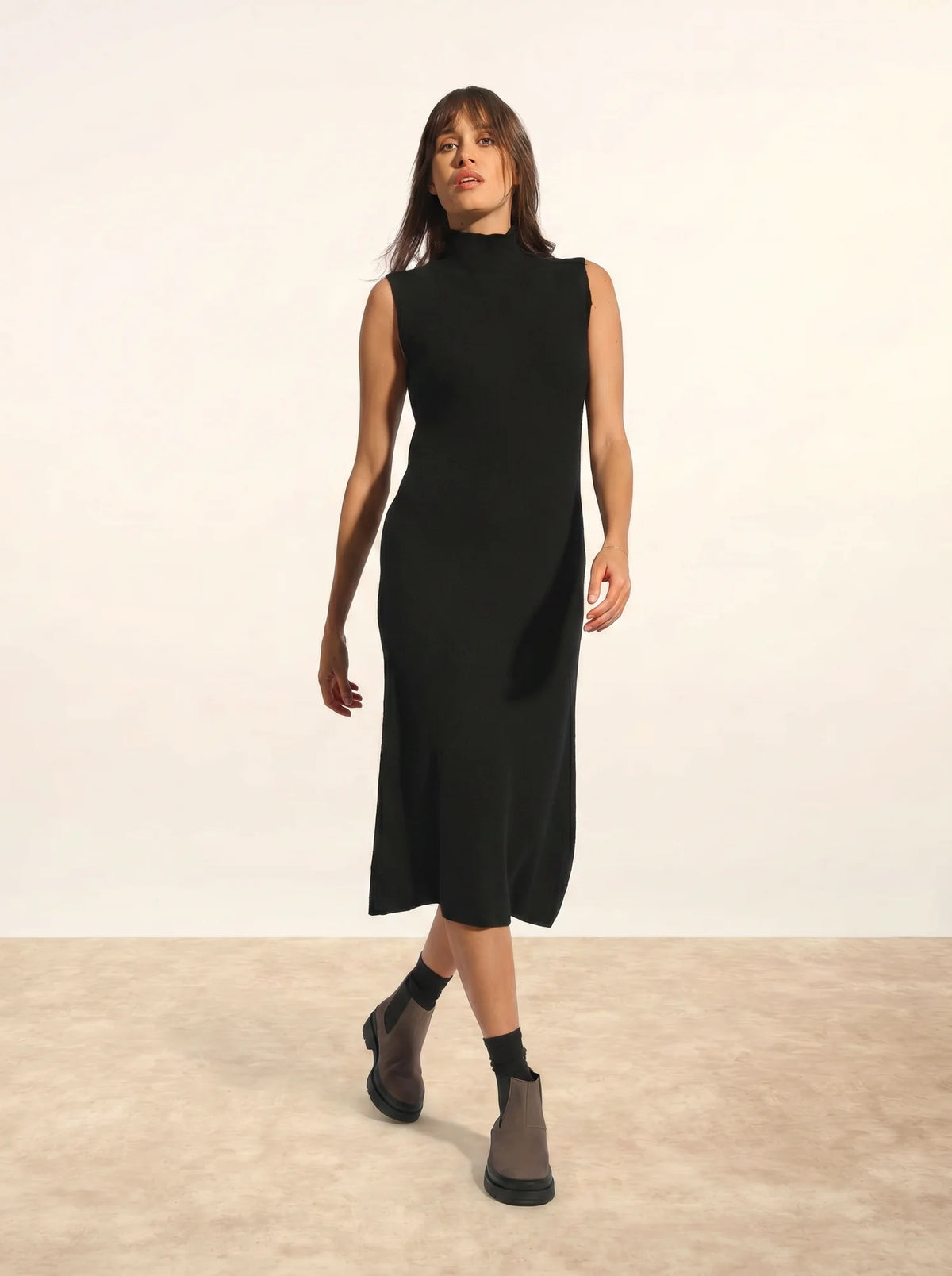 LOTTIE Dress Mock Neck Sleeveless Black