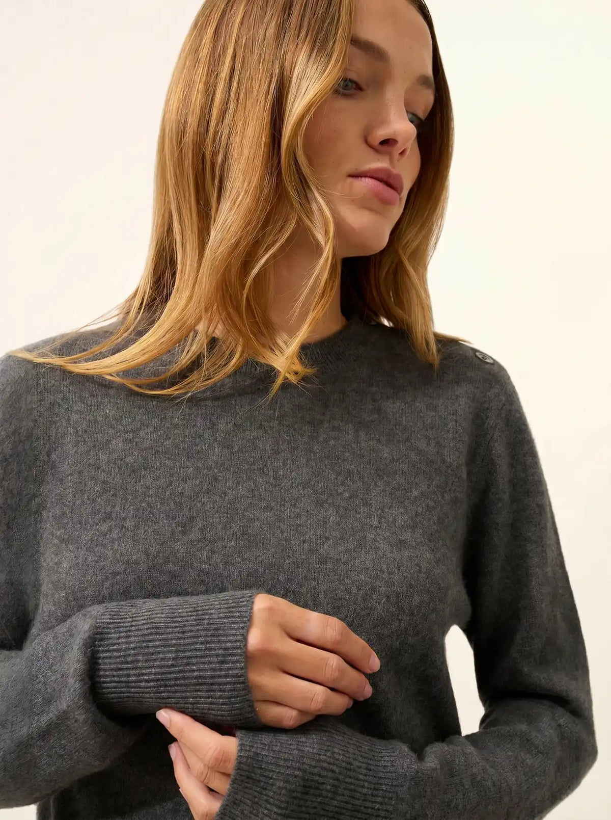 JEANNE Pull Col Rond Marin Anthracite Chiné