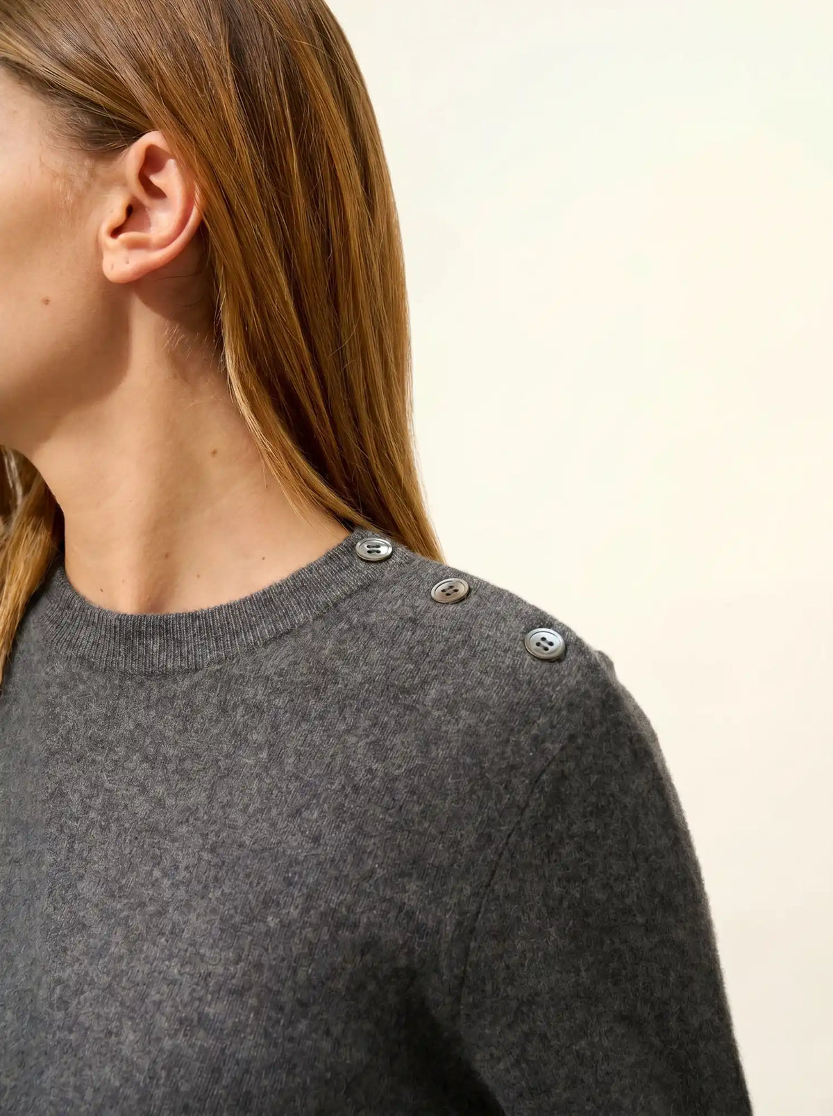JEANNE Pull Col Rond Marin Anthracite Chiné