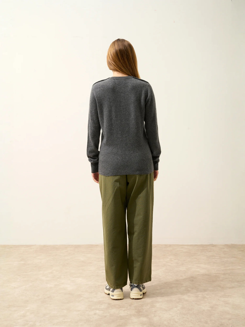 JEANNE Pull Col Rond Marin Anthracite Chiné