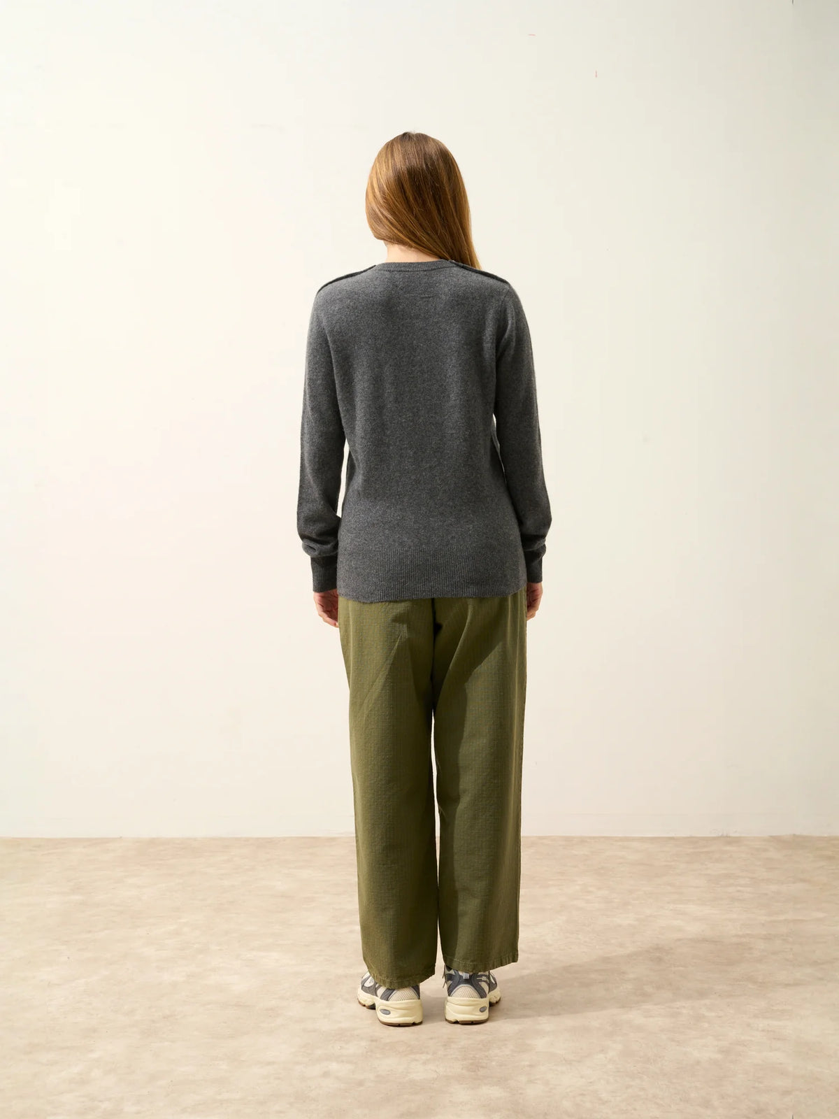 JEANNE Pull Col Rond Marin Anthracite Chiné