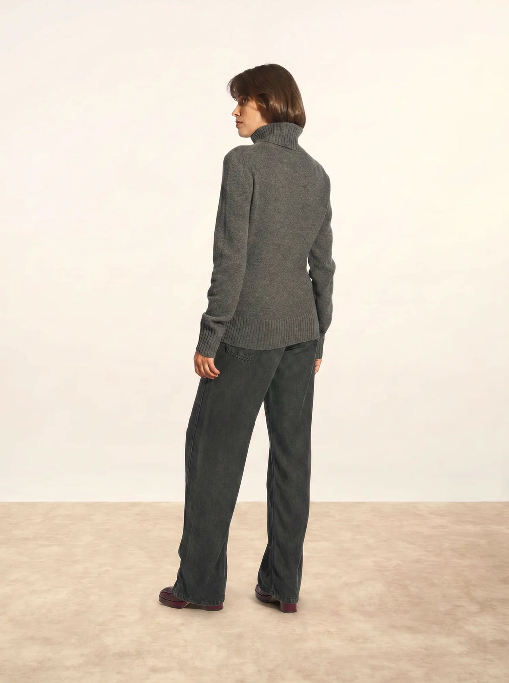 LUCIE Pull Col Roulé 4 Fils Anthracite Chiné