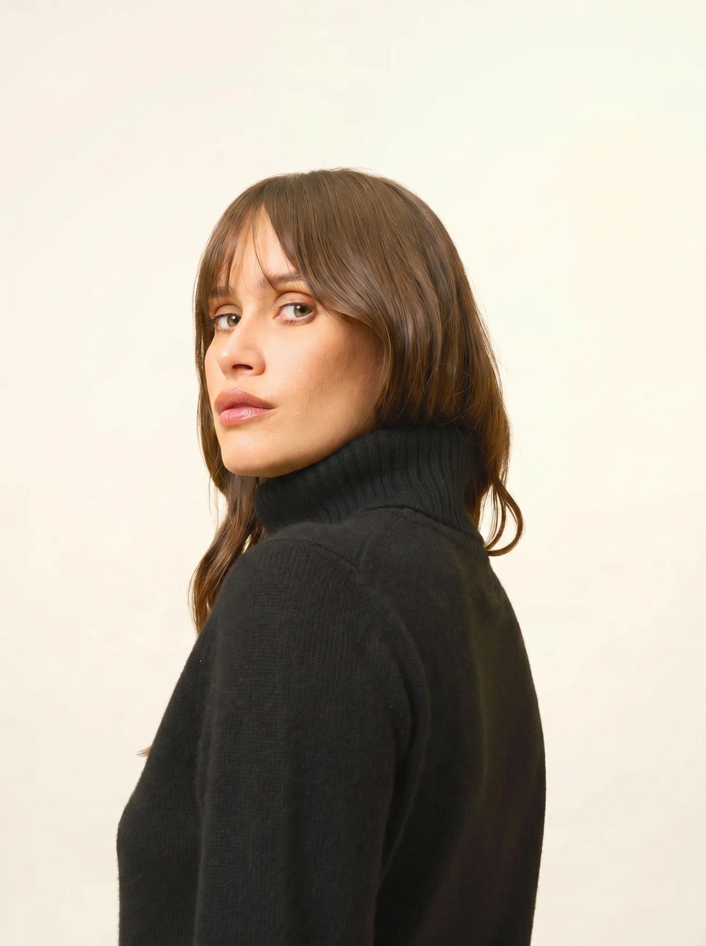 LUCIE Pull Col Roulé 4 Fils Noir